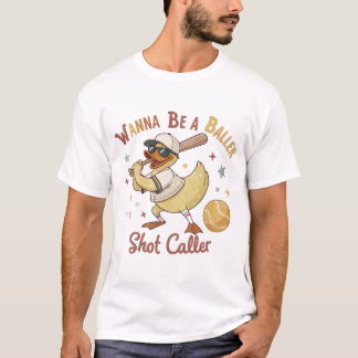 デッキ上のアヒル: Baller Vibesのみ – Baseball Mouus T Tシャツ