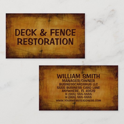 デッキ及びフェンス復旧アンティーク名刺 名刺 (正面/裏面)