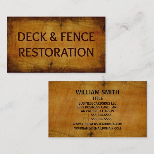 デッキ及びフェンス復旧用木材名刺 名刺 (正面/裏面)