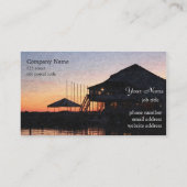 デッキ建物付きの湖畔の夕日 名刺 (裏面)