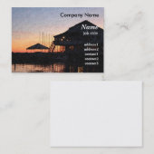 デッキ建物付きの湖畔の夕日 名刺 (正面/裏面)