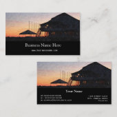 デッキ建物付きの湖畔の夕日 名刺 (正面/裏面)