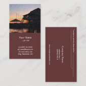 デッキ建物付きの湖畔の夕日 名刺 (正面/裏面)