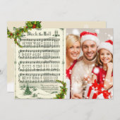 「デッキ・ザ・ホール」クリスマスソングの写真入りホリデーカード シーズンカード (正面/裏面)