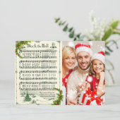 「デッキ・ザ・ホール」クリスマスソングの写真入りホリデーカード シーズンカード (スタンド正面)