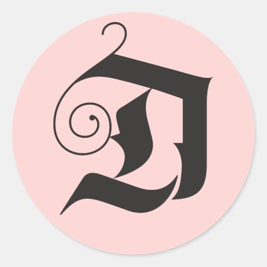 デッキDモノグラムモダンピンクブラック ラウンドシール (正面)