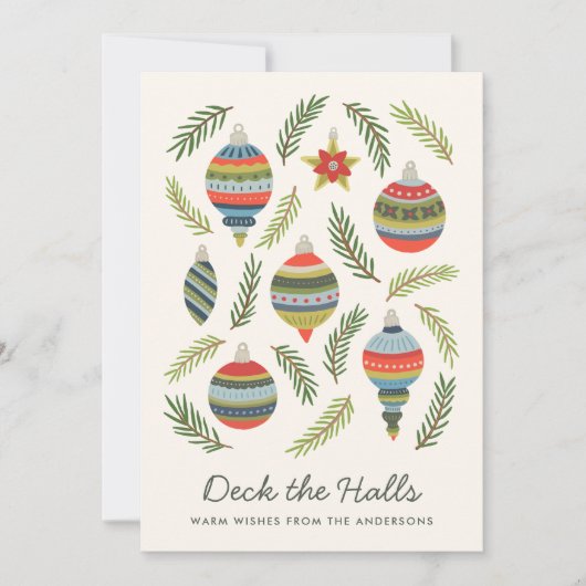 「デック・ザ・ホールズ」ヴィンテージオーナメント ホリデーカード (正面)