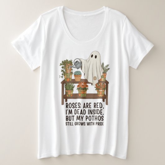 デッドインサイド - おもしろい幽霊植物愛好家 プラスサイズTシャツ (デザイン正面)
