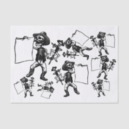 デッドスケルトンのエッチングのデカップコラージュの日 薄葉紙