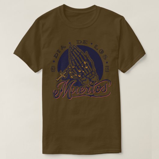デッドスケルトンハンズクロス祈りの言葉メイコカーン Tシャツ (デザイン正面)