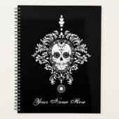 デッドダマスクシックシュガースカルホワイトオンブラック プランナー手帳 (正面)