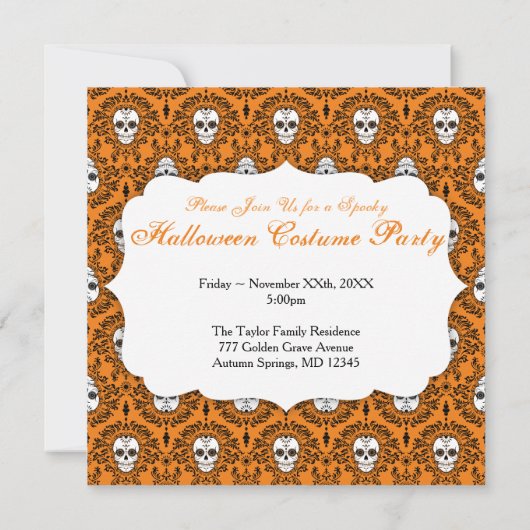 デッドダマスク-カスタム砂糖スカル招待状 招待状 (裏面)