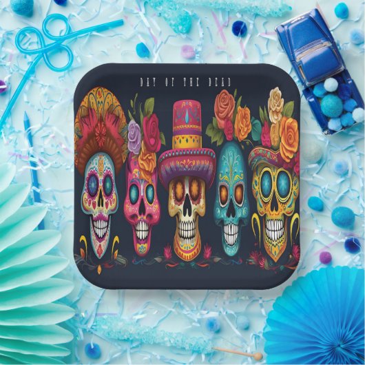 デッドデイパーティーシュガースカルハロウィンホリデー ペーパープレート (パーティー)