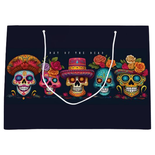 デッドデイパーティーシュガースカルハロウィンホリデー ラージペーパーバッグ (正面)