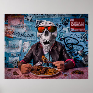 デッドデジタルアート(AI)を使って食事をする ポスター