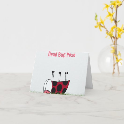 デッドバグヨガポーズイラストレーション カード (黄色い花)