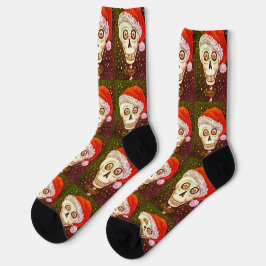 デッドヘッドサンタのドクロ、クリスマススケルトンハumor ソックス