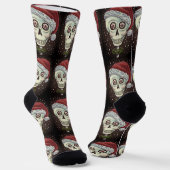 デッドヘッドサンタスカル、クリスマススケルトンユーモア ソックス (傾斜あり)