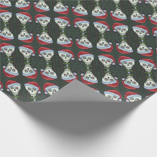 デッドヘッドサンタスカル、クリスマススケルトンユーモア ラッピングペーパー (角)