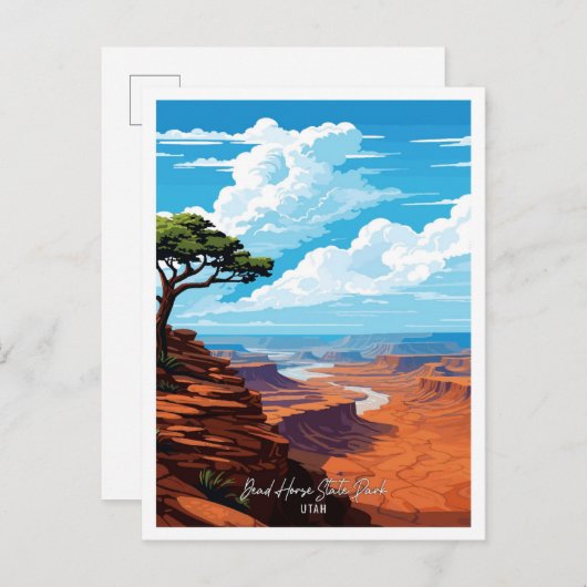 デッドホース州パークヴィンテージトラベルイラストレーション ポストカード (正面/裏面)
