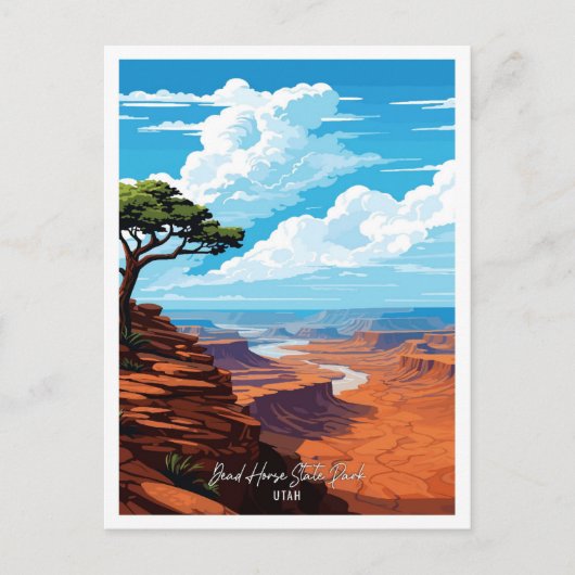 デッドホース州パークヴィンテージトラベルイラストレーション ポストカード (正面)