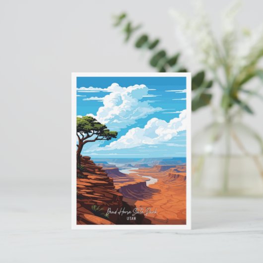 デッドホース州パークヴィンテージトラベルイラストレーション ポストカード (スタンド正面)