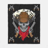 デッドマンズハンドカウボーイスカルが銃を渡った フリースブランケット (正面)