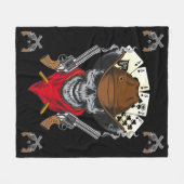デッドマンズハンドカウボーイスカルが銃を渡った フリースブランケット (正面(横))