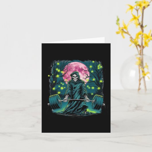 デッドリフトスケルトンギフトフィットネスゴシックタロットカードジム カード (黄色い花)