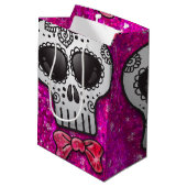デッド・シュガーの日スカルホットピガーリーンクグリッター ミディアムペーパーバッグ (裏面アングル)