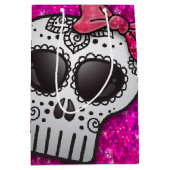 デッド・シュガーの日スカルホットピガーリーンクグリッター ミディアムペーパーバッグ (正面)