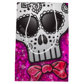 デッド・シュガーの日スカルホットピガーリーンクグリッター ミディアムペーパーバッグ (裏面)