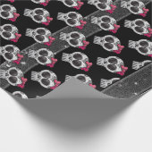 デッド・シュガーの日スカルホットピグラデーションンクグリッター ラッピングペーパー (角)