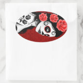 デッド・シュガースカルガールの日 – 赤 楕円形シール (バッグ)