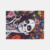 デッド・シュガースカルフローラ骨格 フリースブランケット (正面(横))