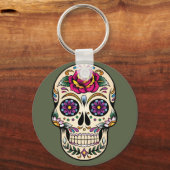デッド・シュガー・スカルとバラ・キーチェーンの日 キーホルダー (正面)