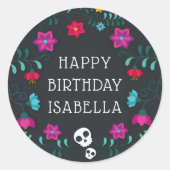 デッド・シュガー・スカルパーソナライズされた誕生日 ラウンドシール (正面)