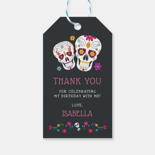 デッド・シュガー・スカル誕生日メッセージカード ギフトタグ (正面)