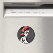 デッド・シュガー・スカル・ガールの日 – グレー マグネット (インサイチュ (食洗機))