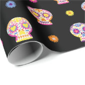 デッド・シュガー・スカル・ブラック・ラッピング・紙 ラッピングペーパー (ロールコーナー)