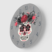 デッド・シュガー・スカル ラージ壁時計 (傾斜)