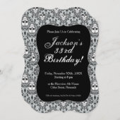 デッド ダマスク - おしゃれ スカル カスタム 招待状 (正面/裏面)