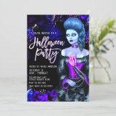 デッ白熱［赤熱］光を放つドガールパープルバラハローウィンパーティ 招待状 (スタンド正面)
