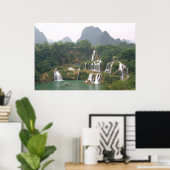 デティアンウォーターフォール中国額写真プリント ポスター (ホームオフィス)