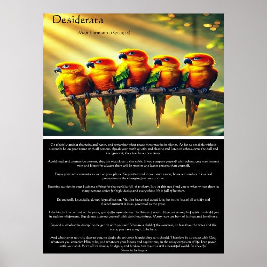 デデデラタ鮮やかサン熱帯オウムのインスピレーション ポスター (正面)