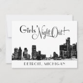 デトロイトのスカイラインでの結婚前お別れパーティー 招待状 (正面)