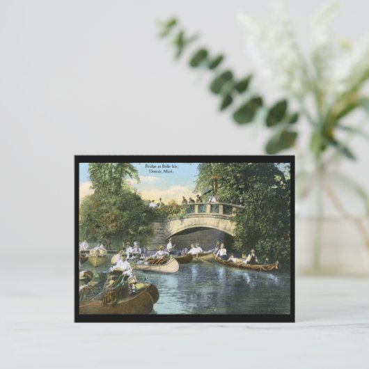 デトロイトのベルアイルボートシーンヴィンテージ ポストカード (スタンド正面)