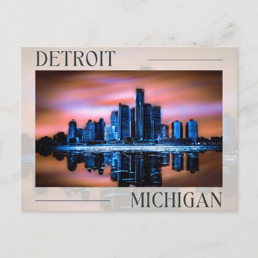 デトロイトの夕暮れ夢の風景はがき ポストカード (正面)