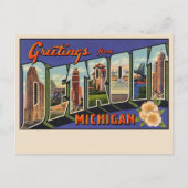 デトロイトの大文字葉書からの挨拶 ポストカード (正面)