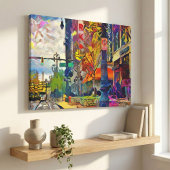 デトロイトの抽象芸術都市スペクトル キャンバスプリント